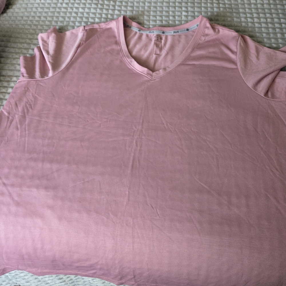 ZELOS Soft Pink V-Neck Top